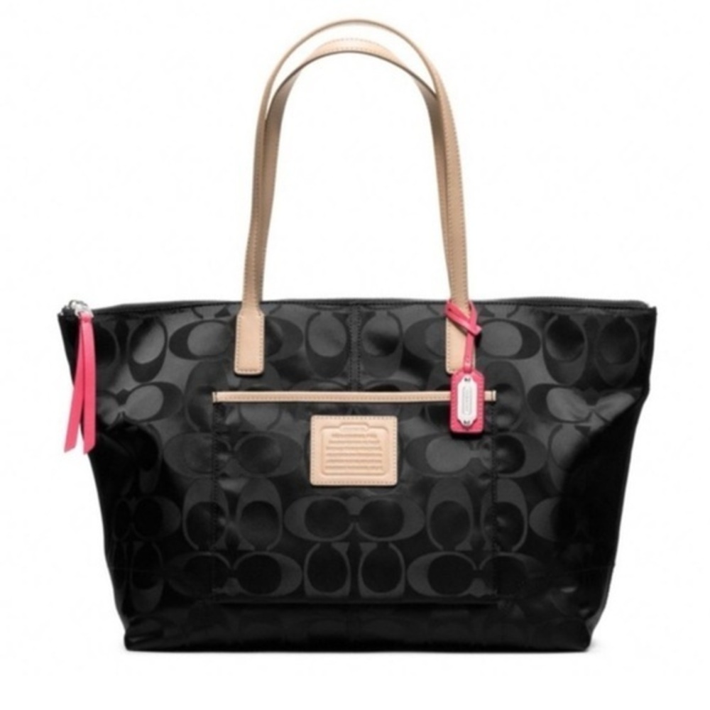 Coach Legacy Weeknd Signature Black Nylon East West Tote